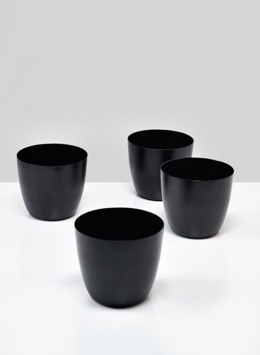 3.5in Tall Black Elegance Cachepot, Set of 4 Decor Jamaligarden