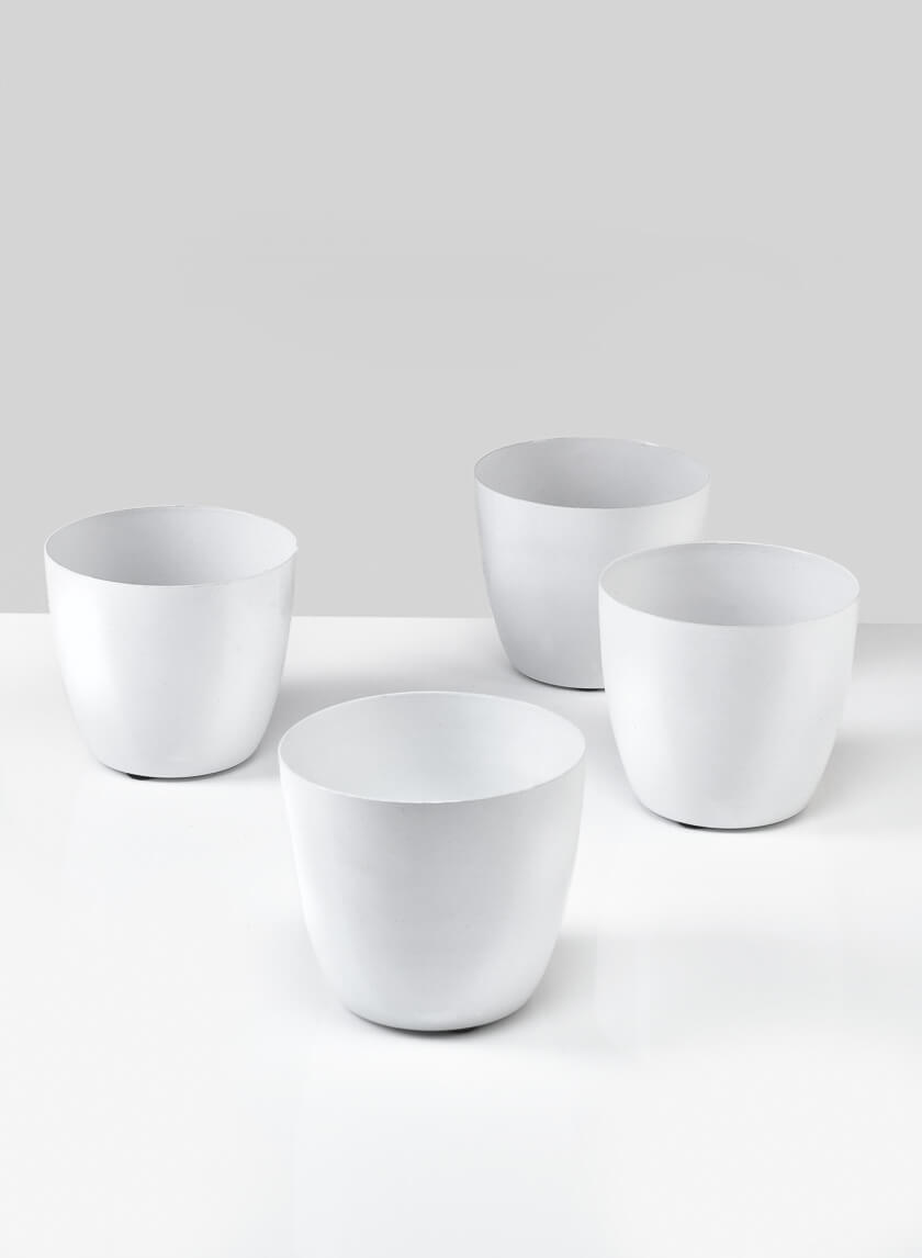 3.5in Tall White Elegance Cachepot, Set of 4 Decor Jamaligarden