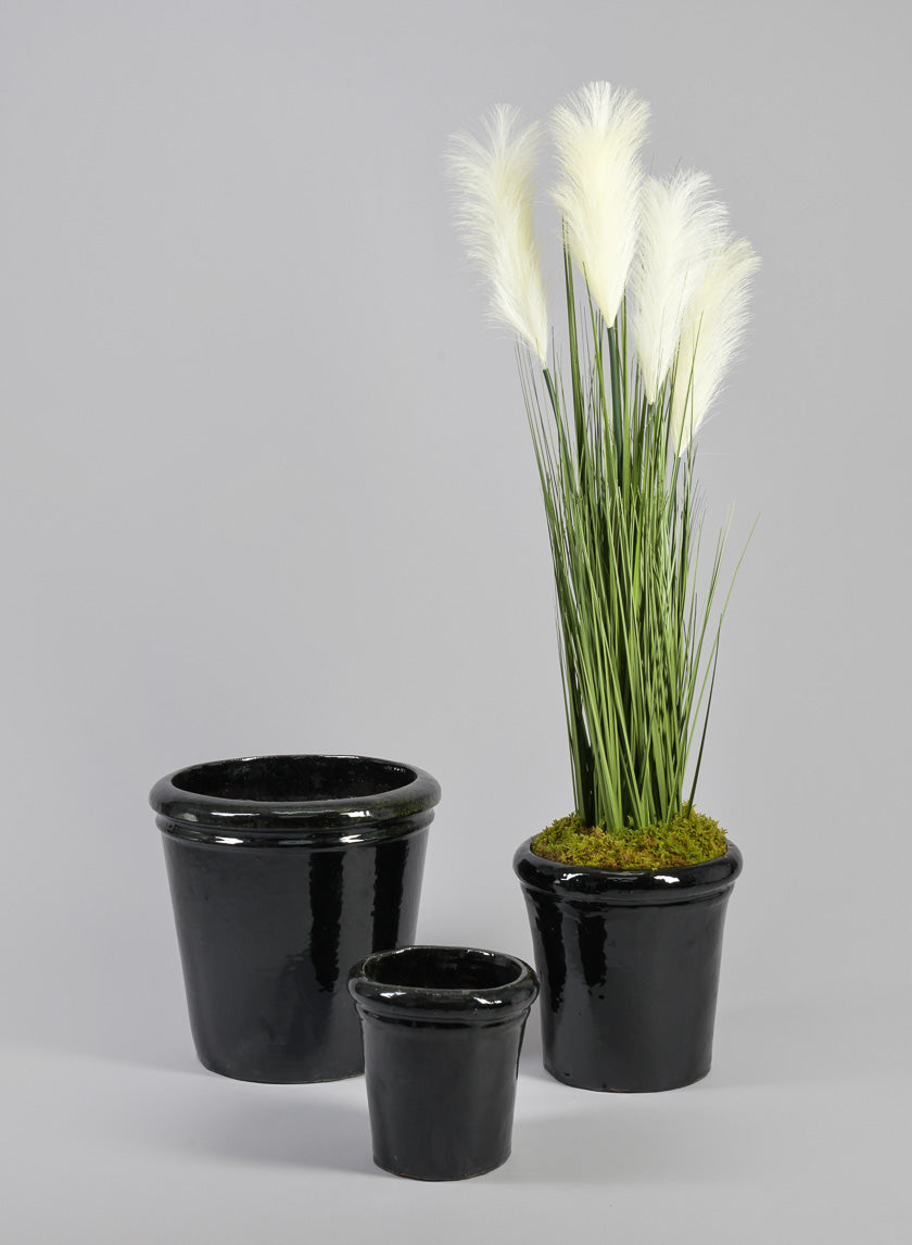 Rolled Rim Clay &amp; Ceramic Planter, Mesquite Black Decor Jamaligarden