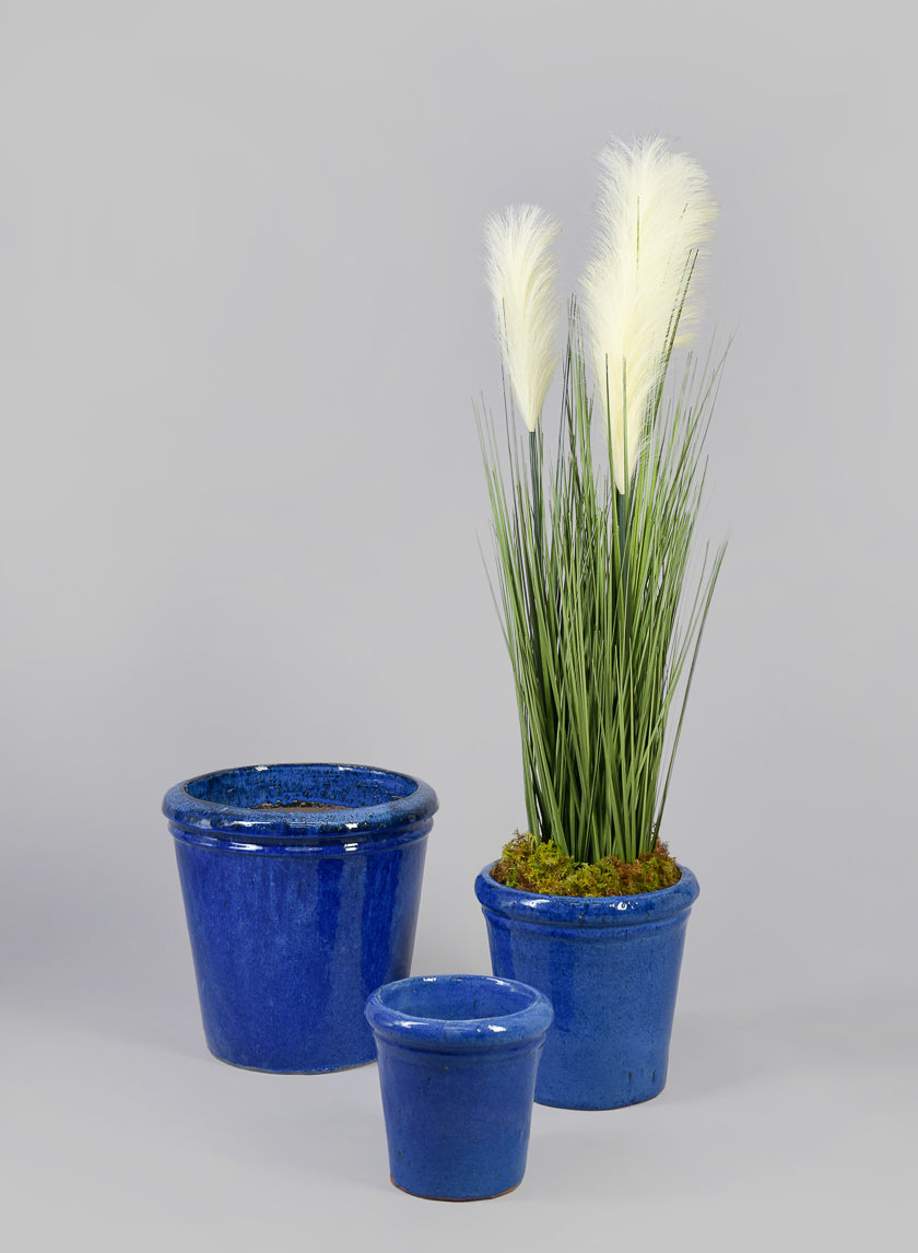 7in Rolled Rim Planter, Santorini Blue Decor Jamaligarden