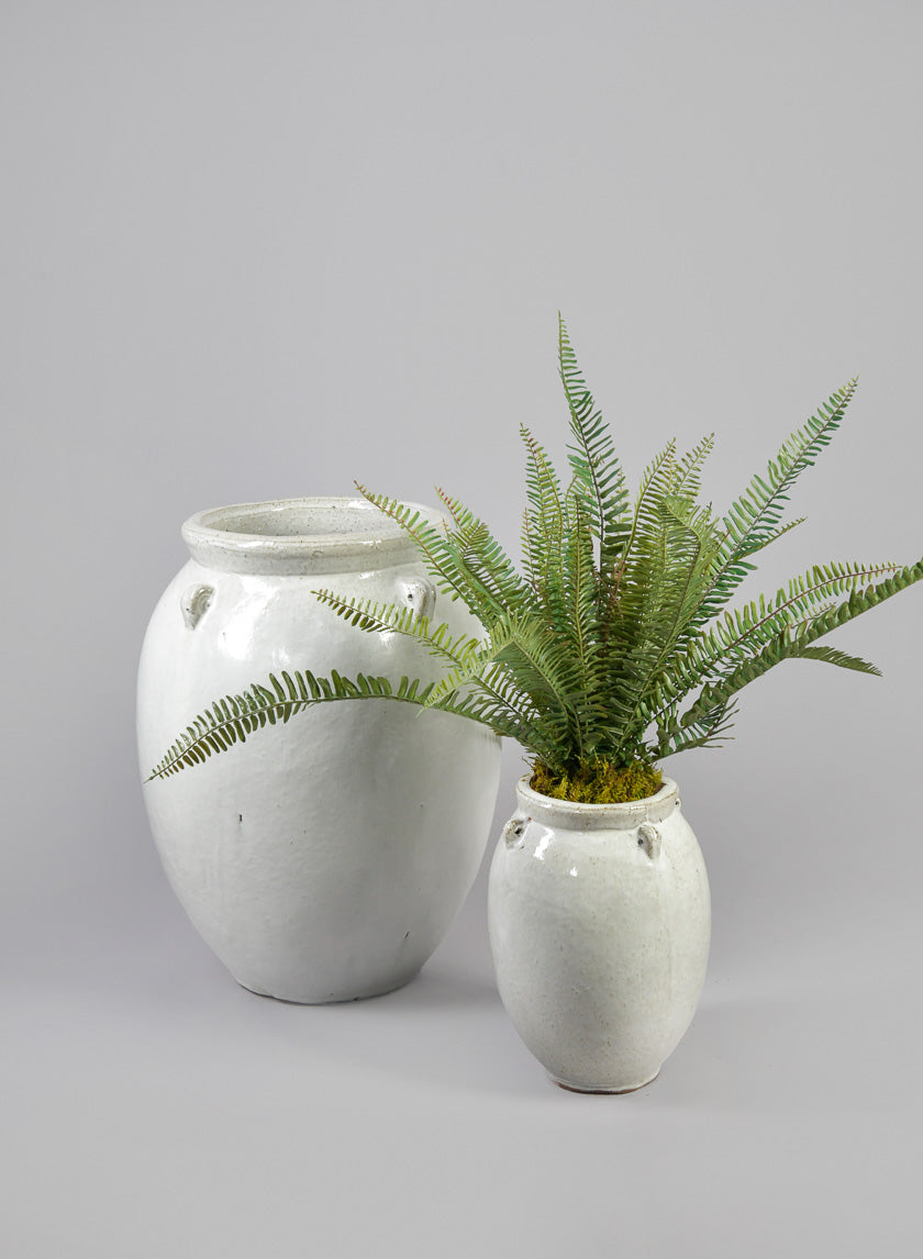 Jakarta Clay & Ceramic Urn Planters, Cloud White Decor Jamaligarden