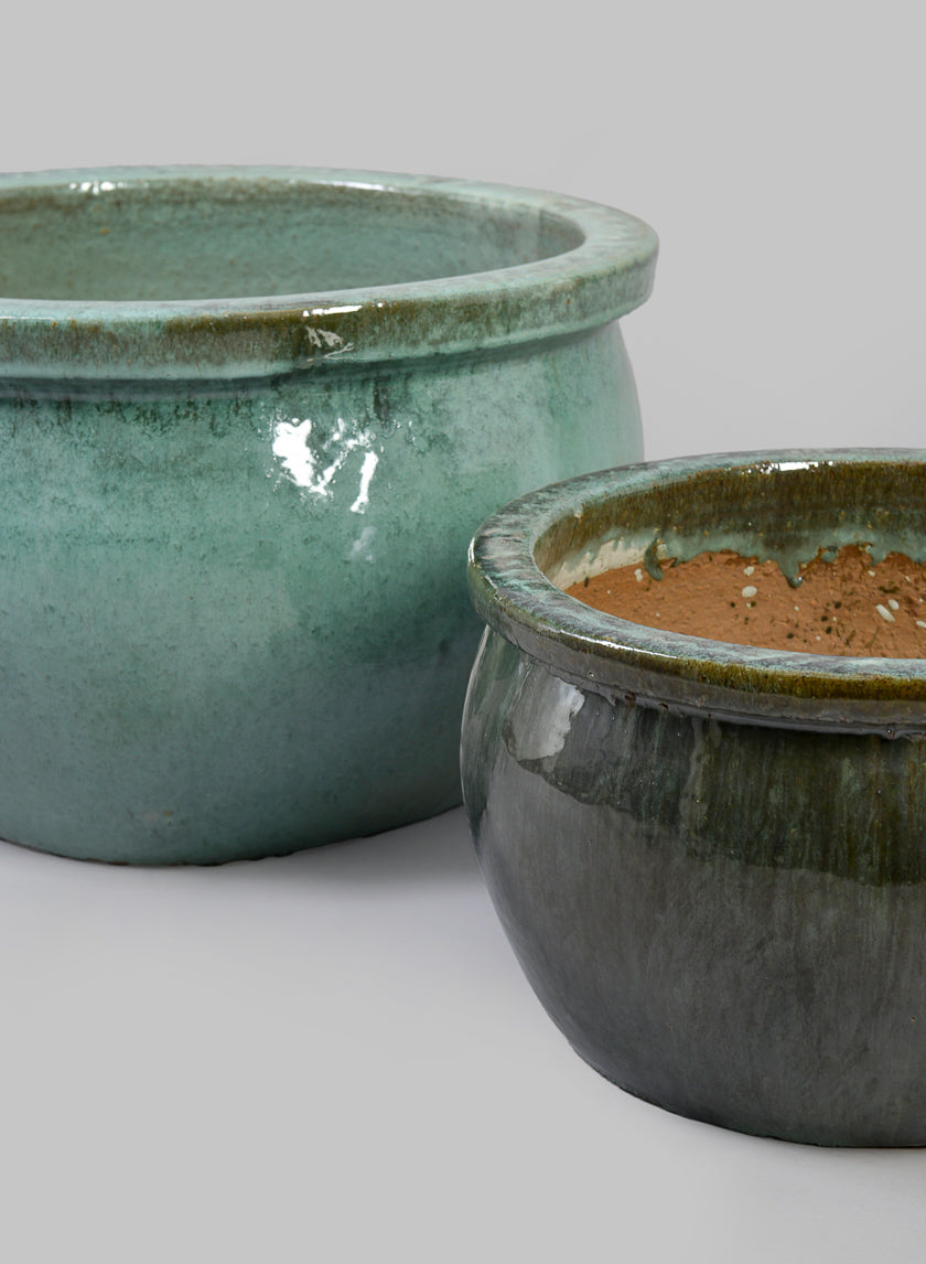 Low Bowl Clay &amp; Ceramic Planter, Bali Jade Decor Jamaligarden
