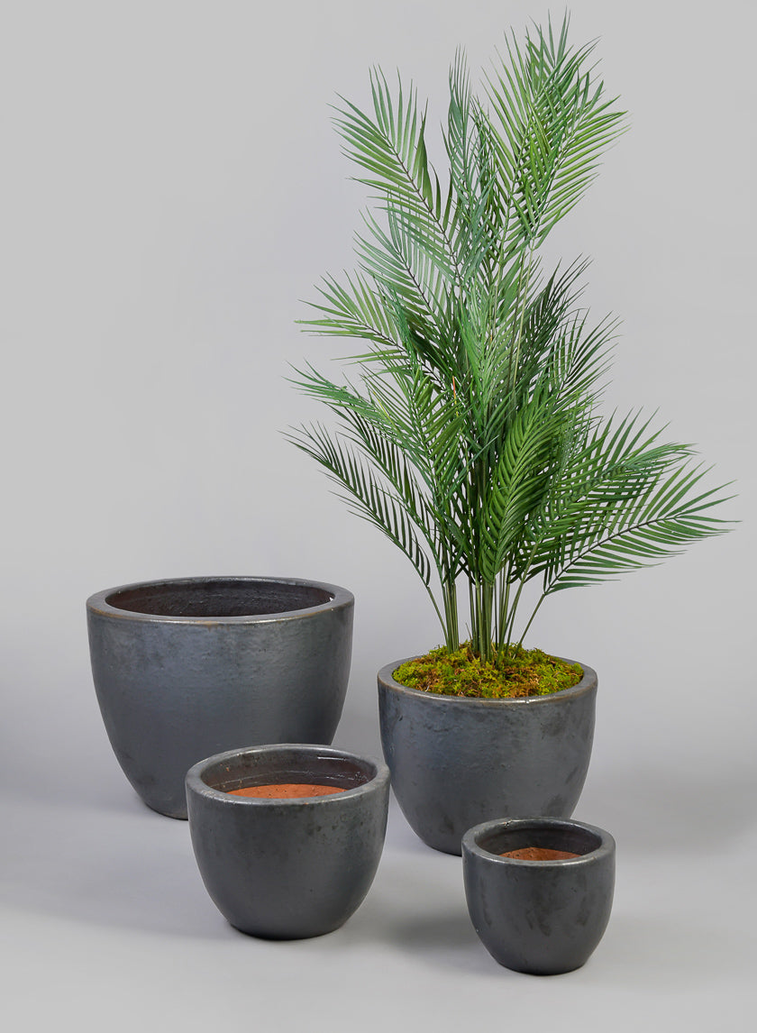Belize Egg Clay & Ceramic Planter, Matte Black Decor Jamaligarden