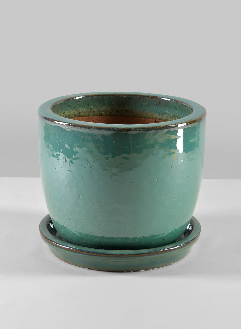 Laos Teal Glazed Planter Decor Jamaligarden 7in Tall EACH