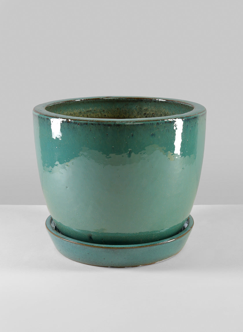 Laos Teal Glazed Planter Decor Jamaligarden 9.5in Tall EACH