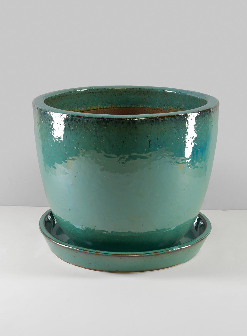 Laos Teal Glazed Planter Decor Jamaligarden 12.5in Tall EACH