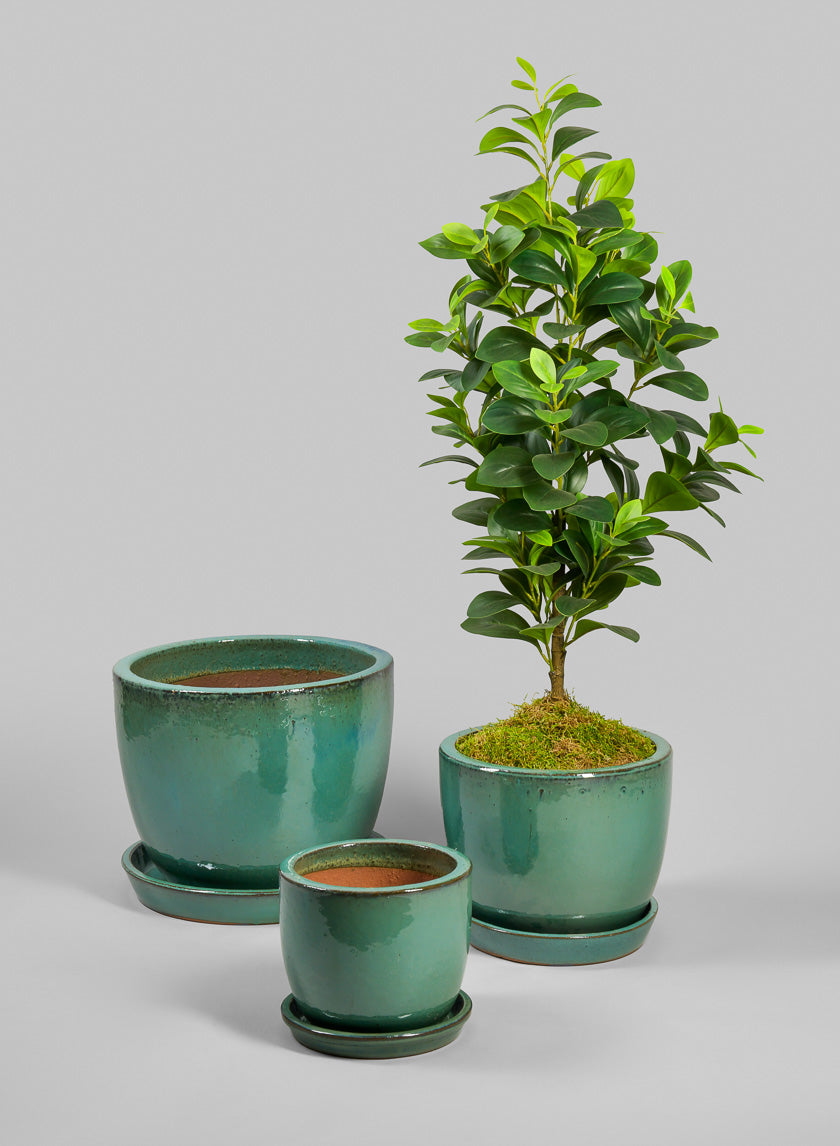 Laos Teal Glazed Planter Decor Jamaligarden