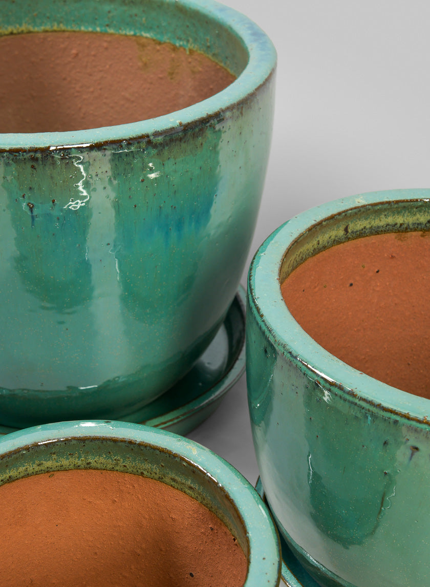 Laos Teal Glazed Planter Decor Jamaligarden