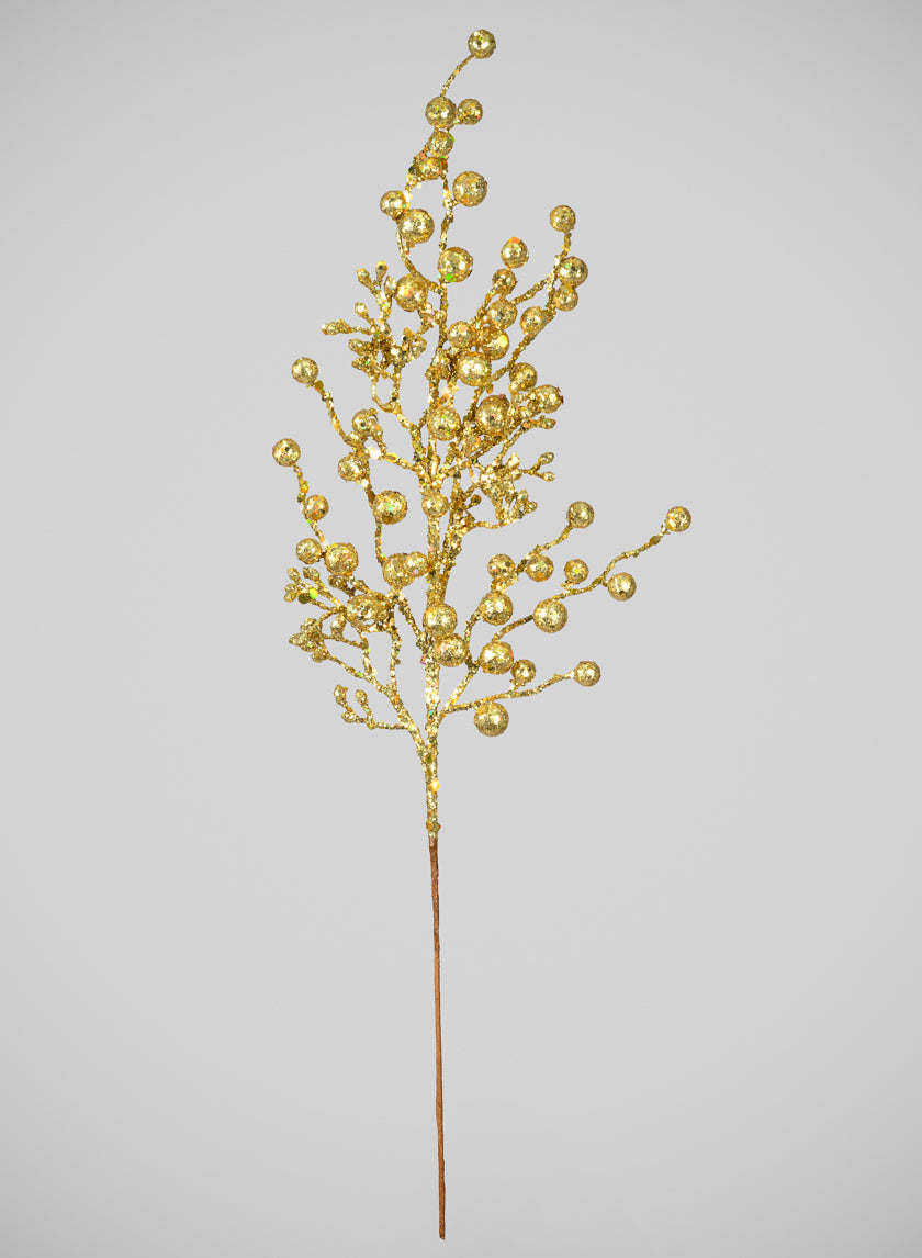 24in Long Gold Glitter Ball Pick Decor Jamaligarden
