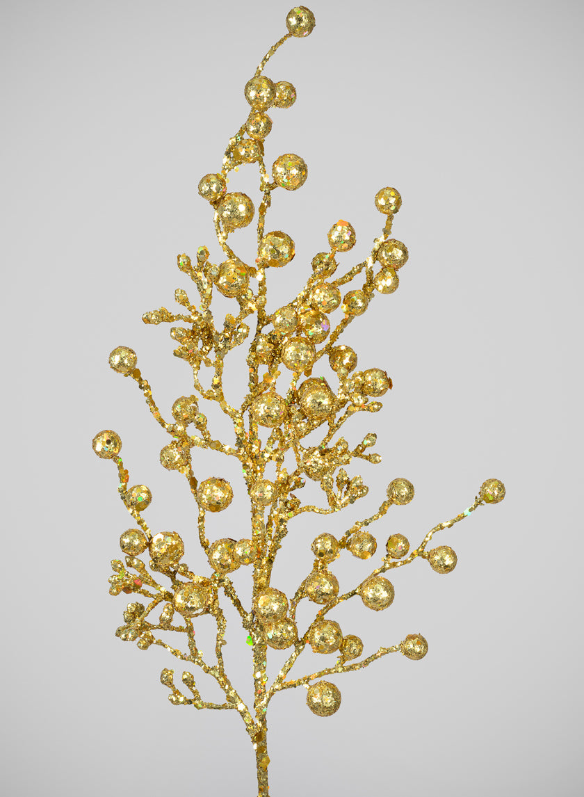 24in Long Gold Glitter Ball Pick Decor Jamaligarden