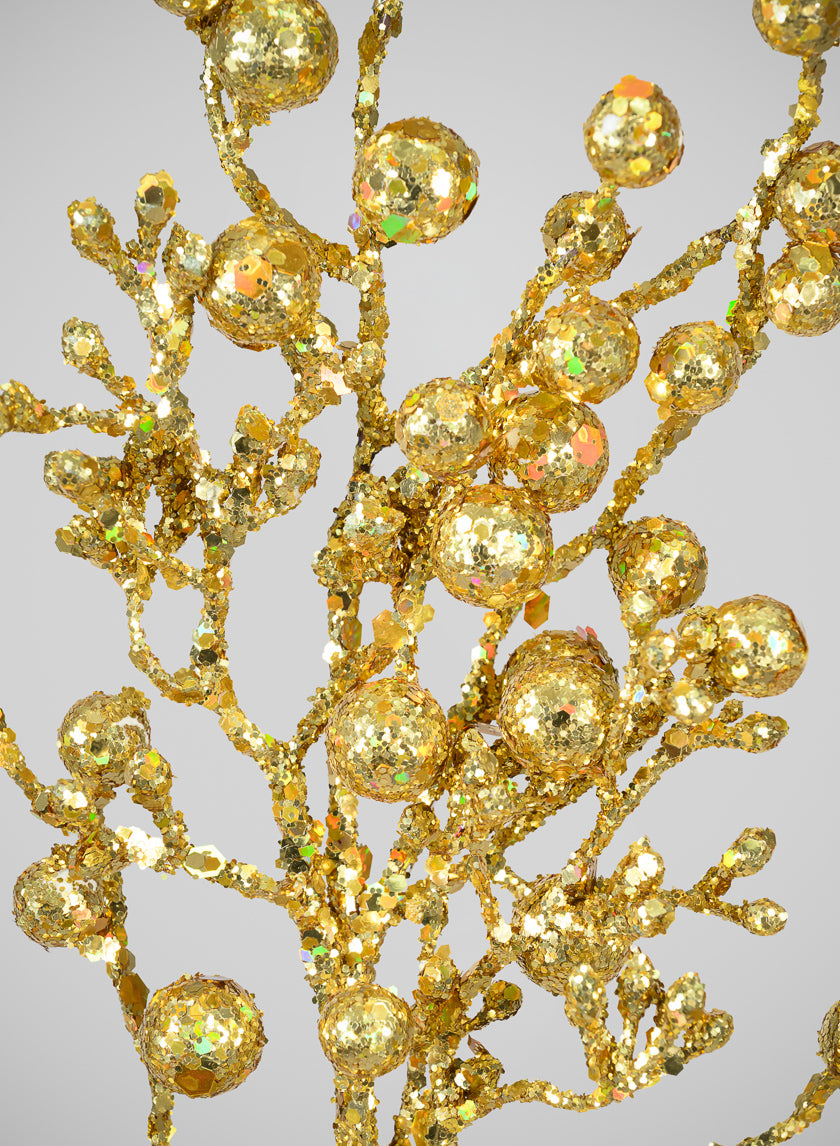 24in Long Gold Glitter Ball Pick Decor Jamaligarden