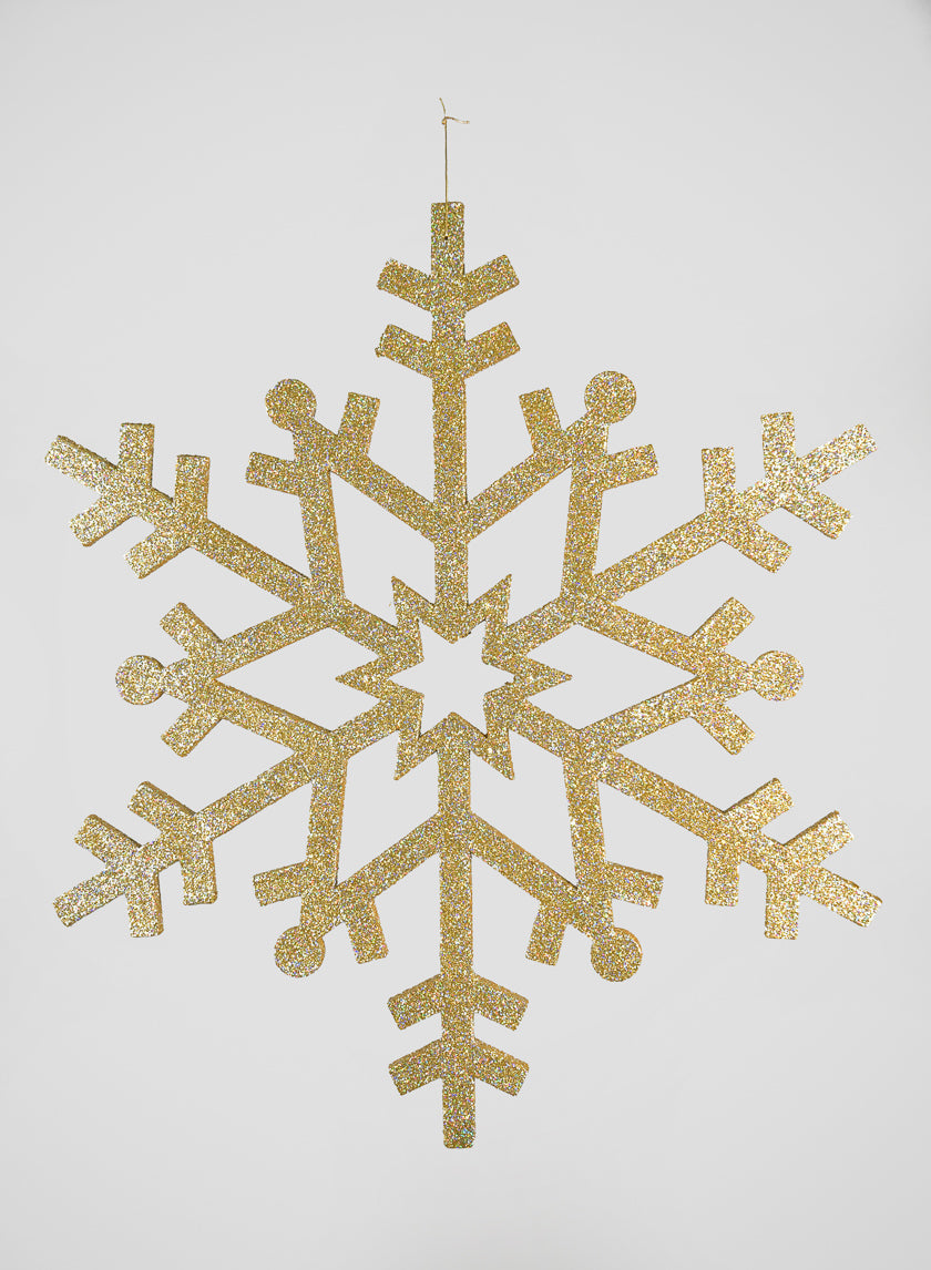 32in Long Giant Gold Glitter Snowflake Ornament Decor Jamaligarden