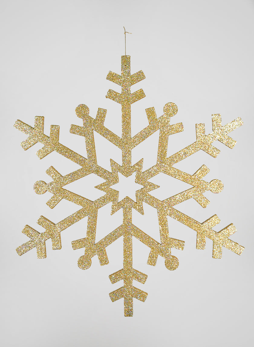 32in Long Giant Gold Glitter Snowflake Ornament Decor Jamaligarden