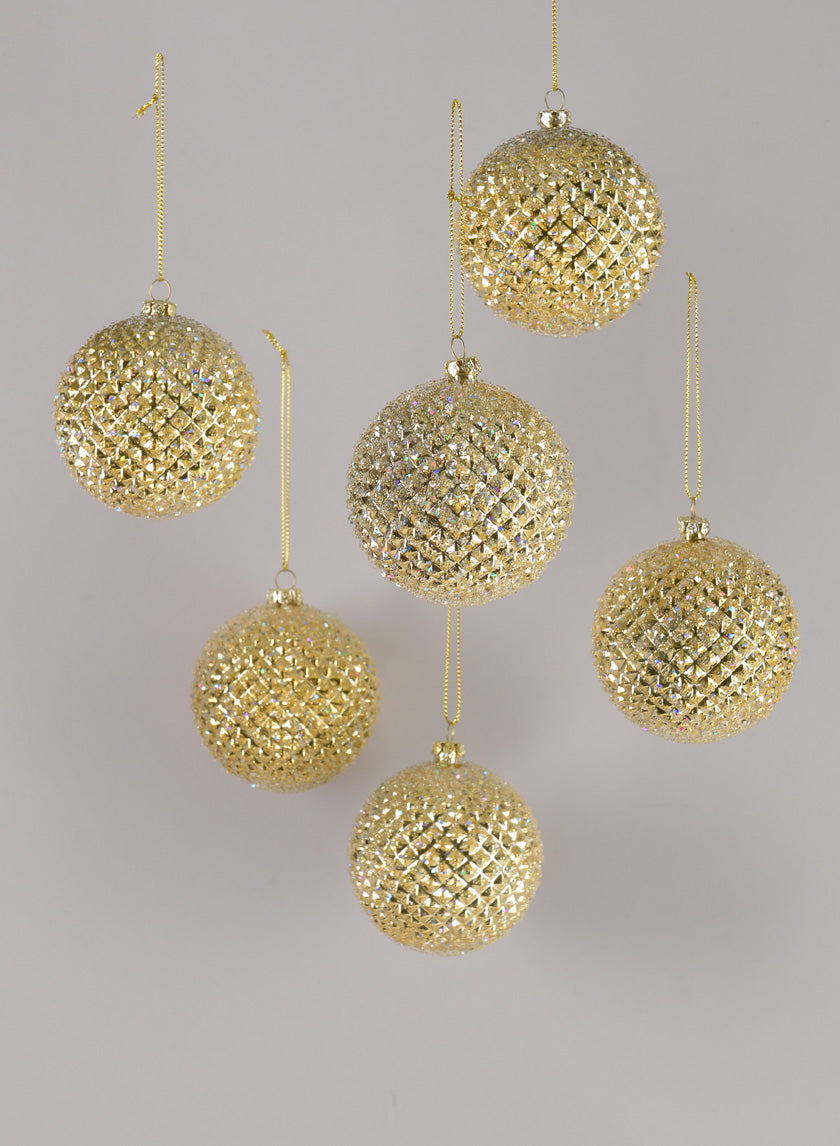 3in Round Gold Glitter Durian Ball Ornament Decor Jamaligarden