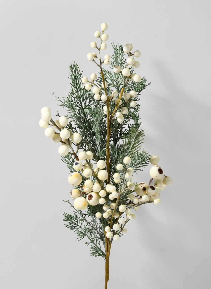 28.5in Long White Berry &amp; Mixed Blue Fir Pick Decor Jamaligarden