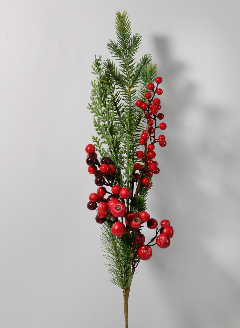 31.25in Long Mixed Pine &amp; Red Berries Pick Decor Jamaligarden