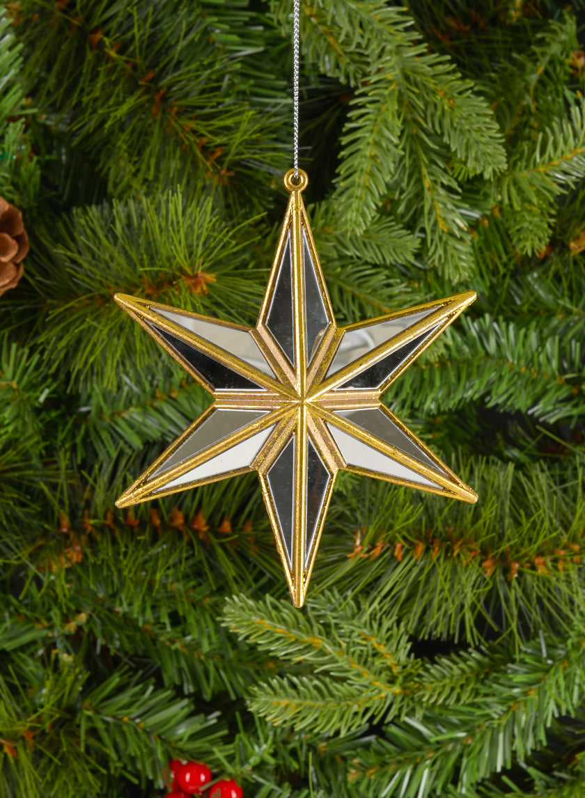 5in Long Antique Gold Mirror Star Ornament Decor Jamaligarden