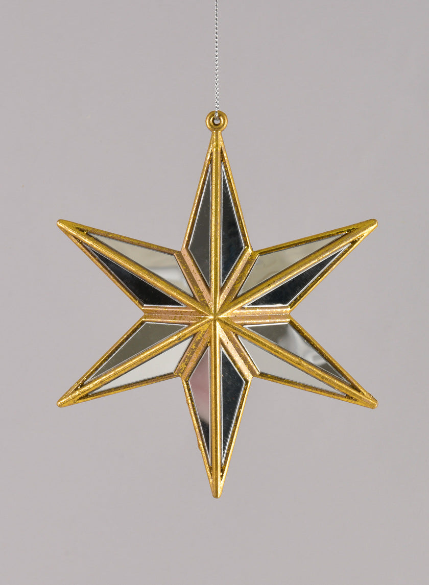 5in Long Antique Gold Mirror Star Ornament Decor Jamaligarden