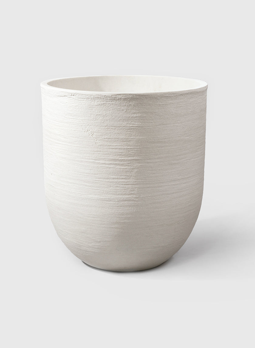18 1/4in Tall Tulum Sand Fiber Round White Pot Decor Jamaligarden