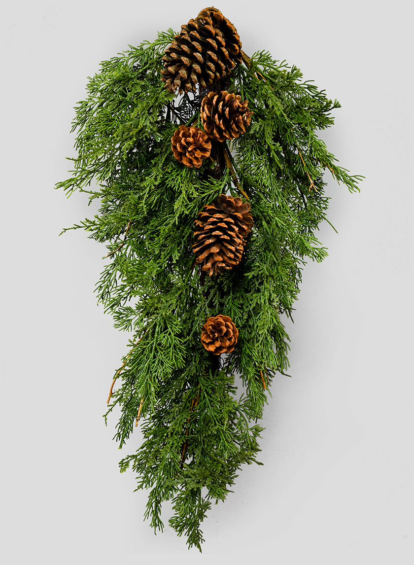 28in Long Cypress Door Swag With Pine Cones Decor Jamaligarden