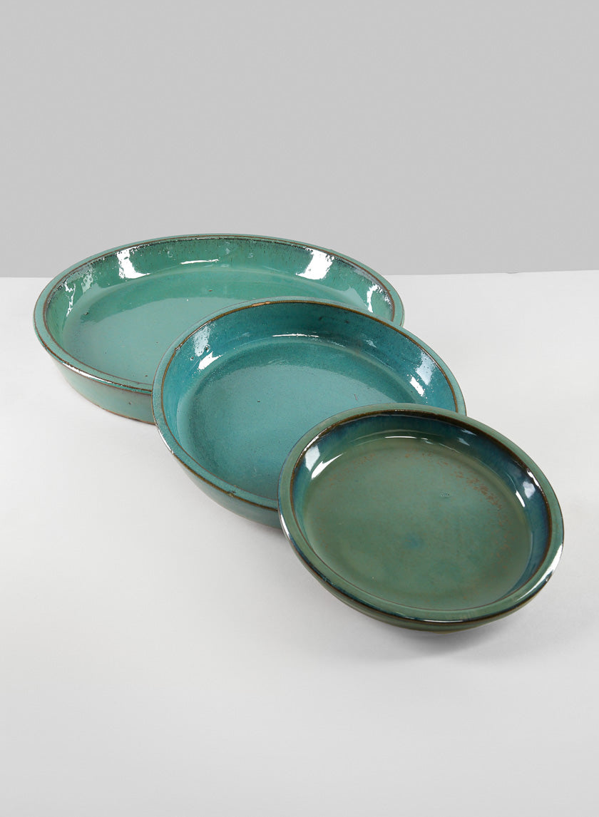 Laos Teal Glazed Clay &amp; Ceramic Saucer Decor Jamaligarden