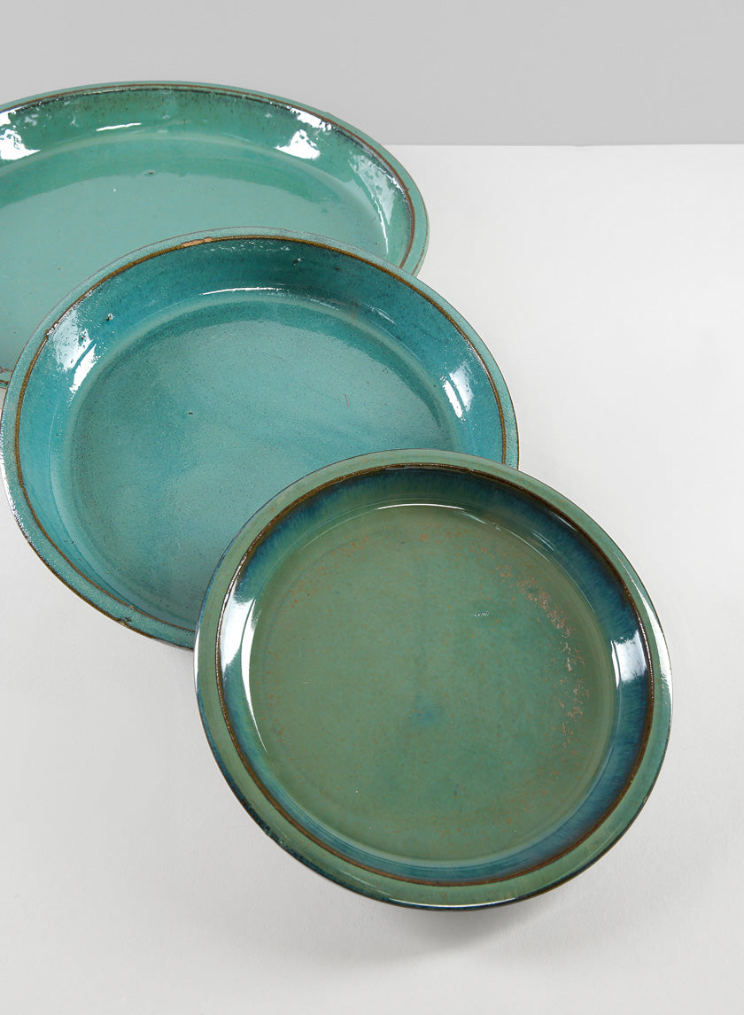 Laos Teal Glazed Clay &amp; Ceramic Saucer Decor Jamaligarden