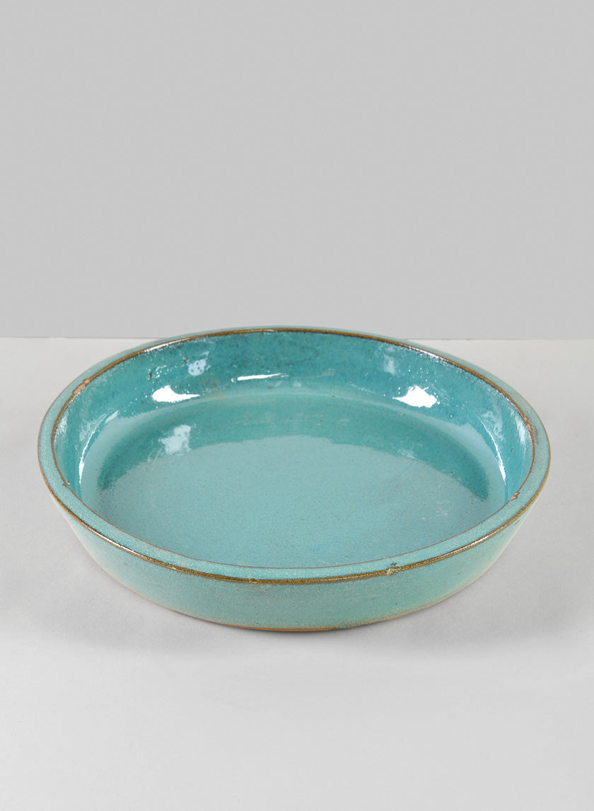 Laos Teal Glazed Clay &amp; Ceramic Saucer Decor Jamaligarden 9.5in Wide EACH