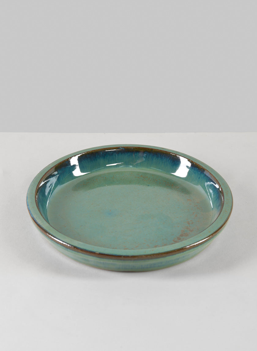 Laos Teal Glazed Clay &amp; Ceramic Saucer Decor Jamaligarden 8in Wide EACH