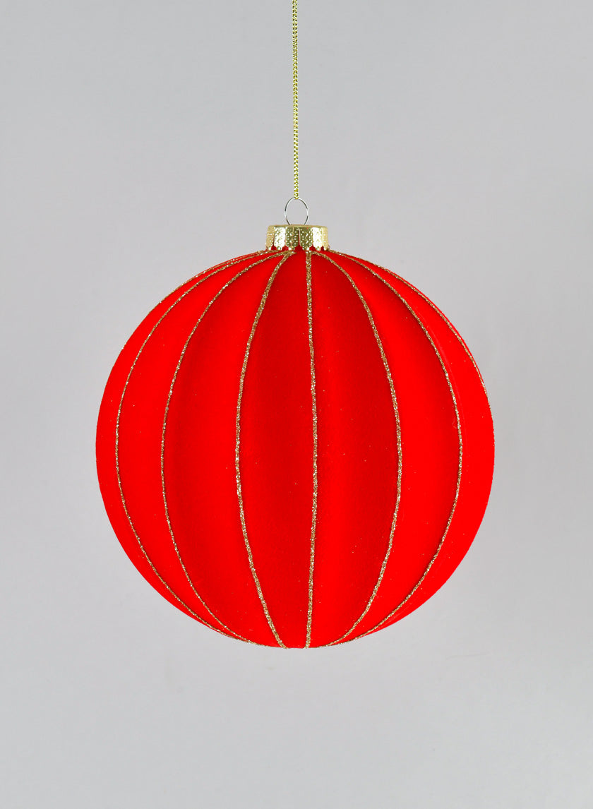 6in Round Red Flocked Ornament Decor Jamaligarden