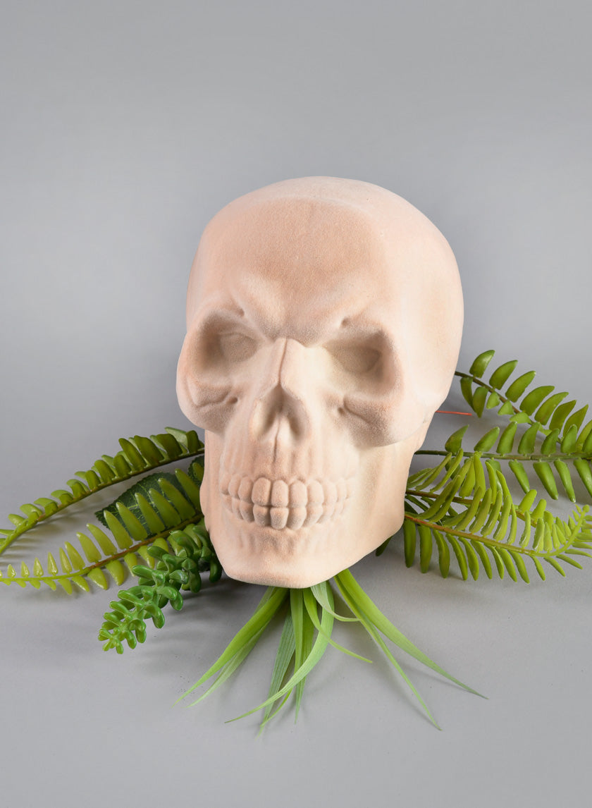 6in Flocked White Skull Decor Jamaligarden