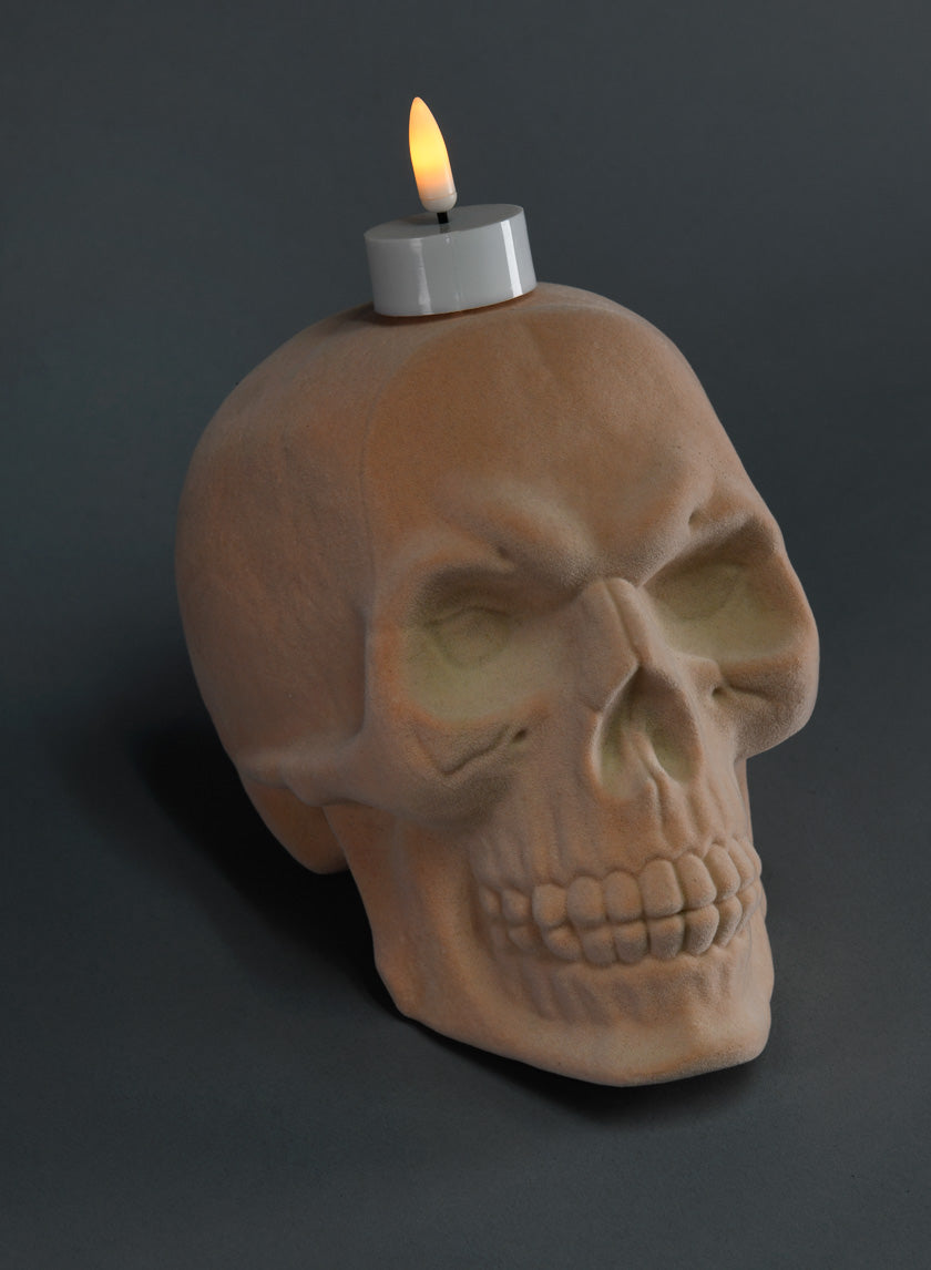 6in Flocked White Skull Decor Jamaligarden