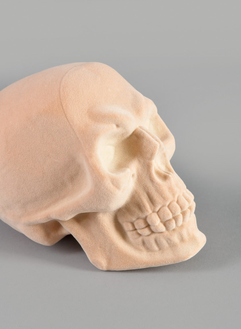 6in Flocked White Skull Decor Jamaligarden