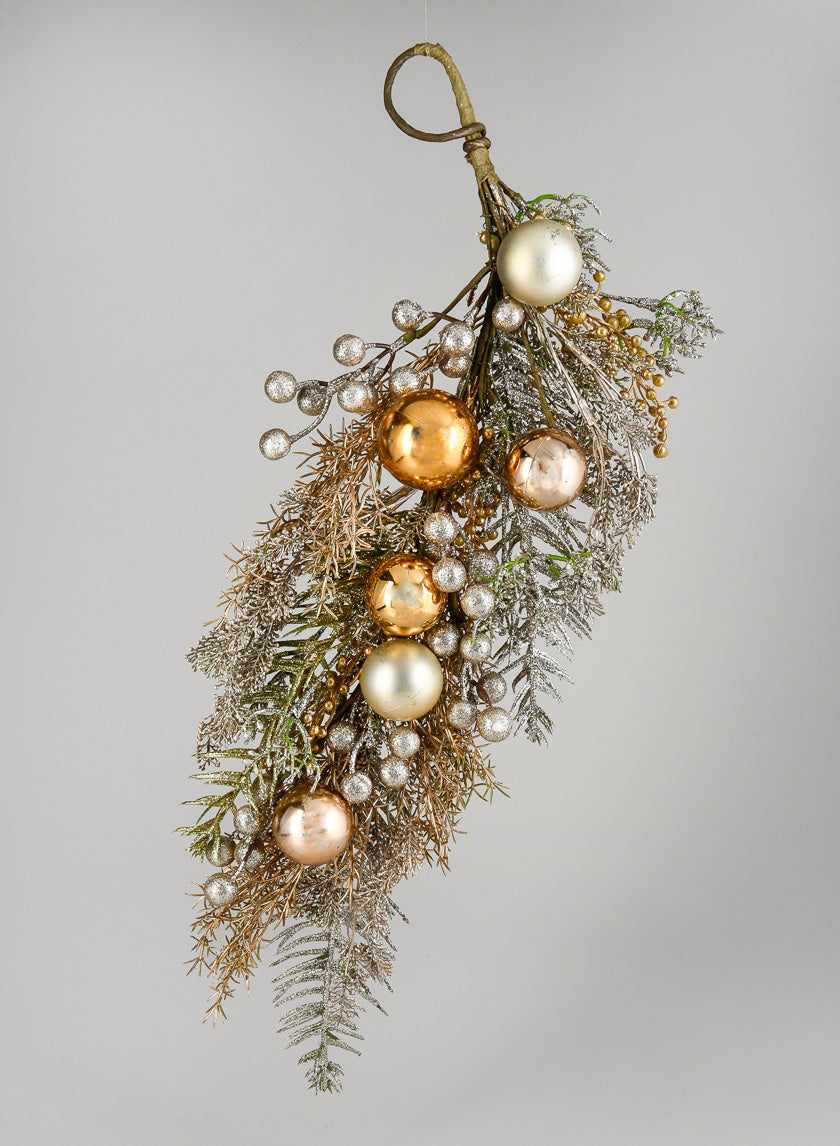 23in Long Mixed Metallic Glitter Foliage &amp; Berry Swag Decor Jamaligarden