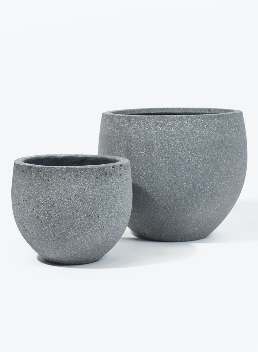 Round Rough Grey Ficonstone Pots Decor Jamaligarden