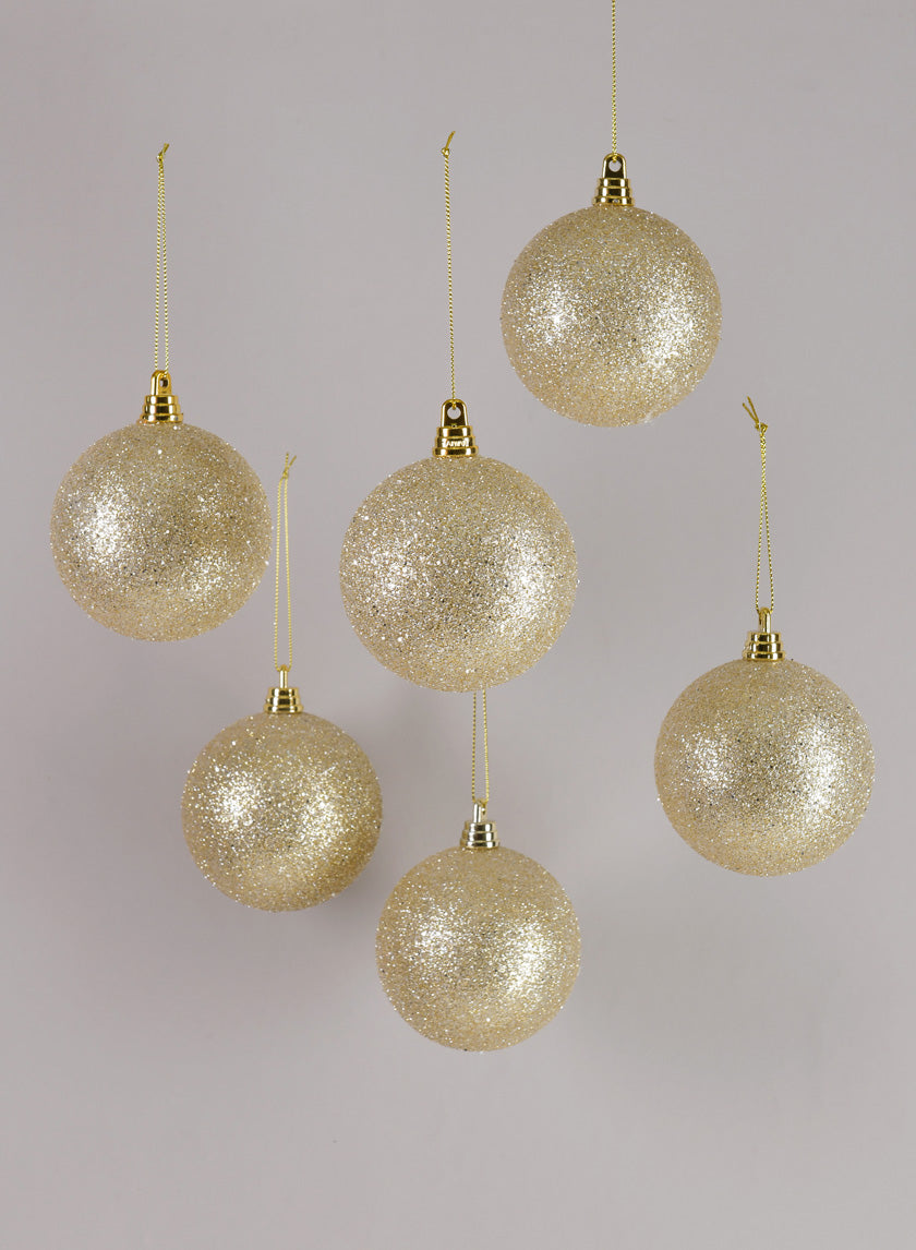 3in Round Platinum Glitter Ornament Decor Jamaligarden
