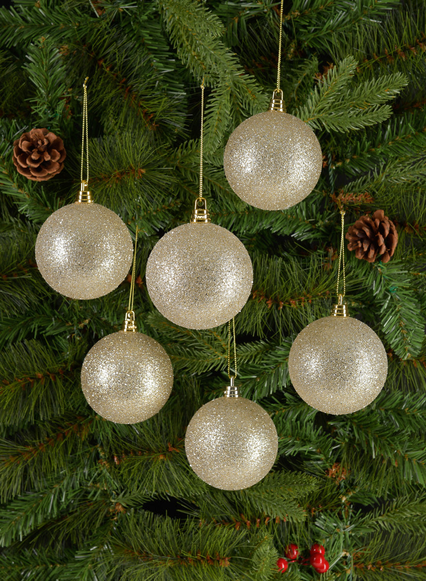 3in Round Platinum Glitter Ornament Decor Jamaligarden