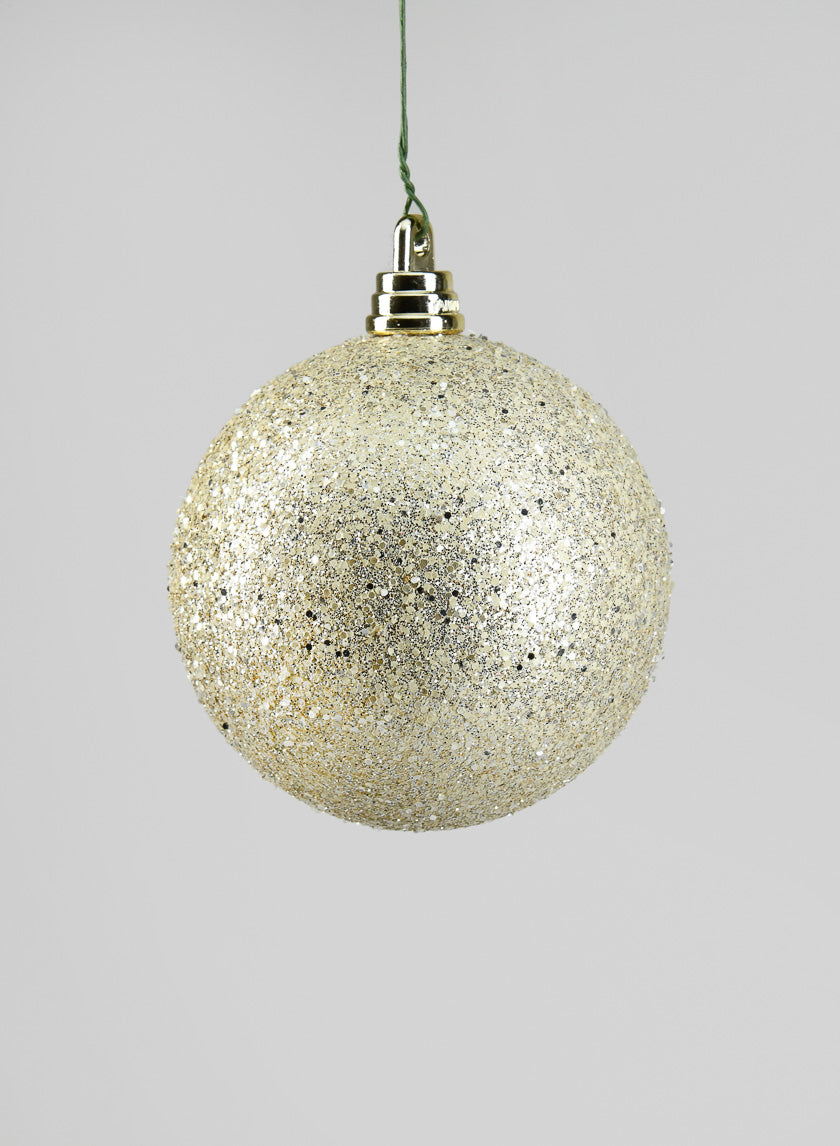 3.75in Round Platinum Glitter Ornament Decor Jamaligarden