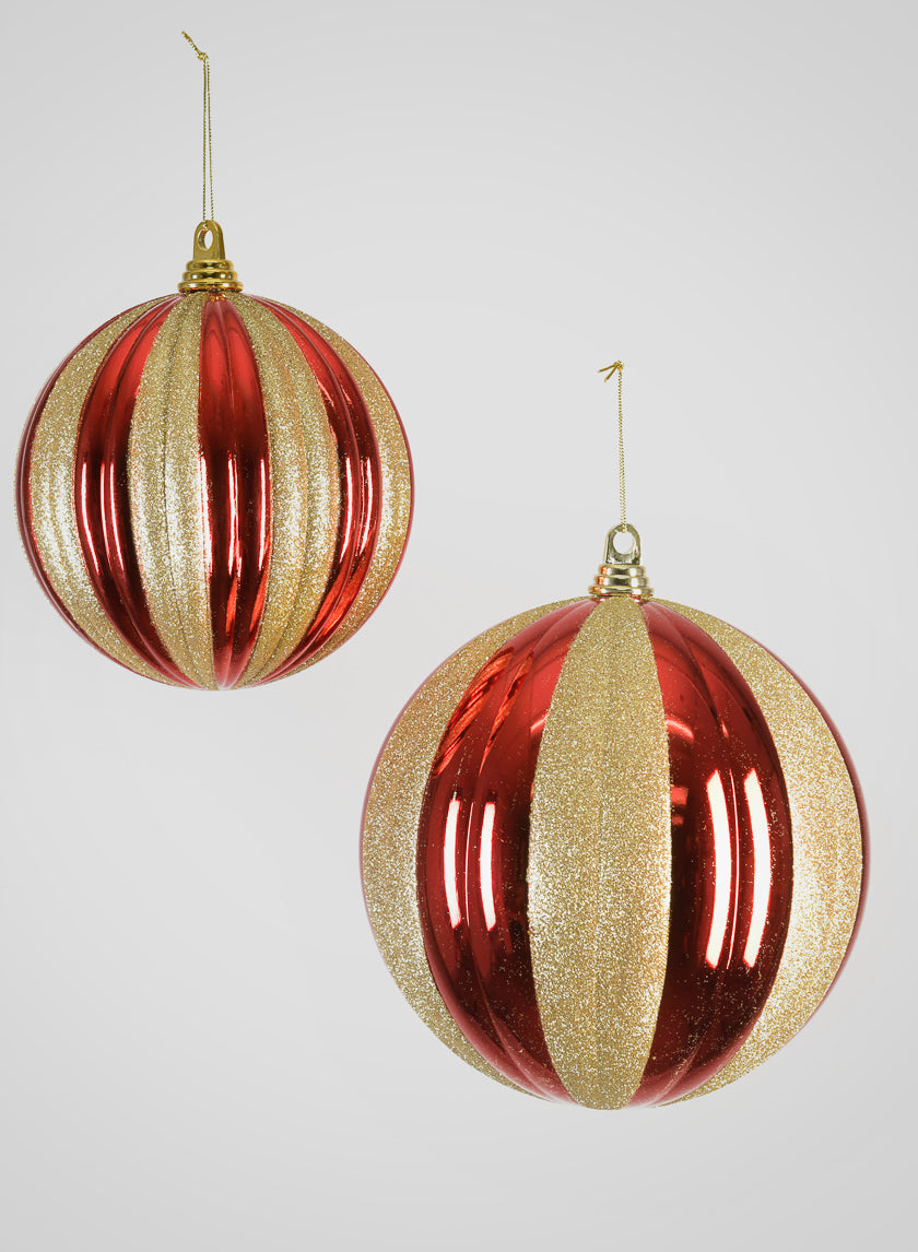 Red and Gold Stripped Giant Plastic Ball Ornament Decor Jamaligarden