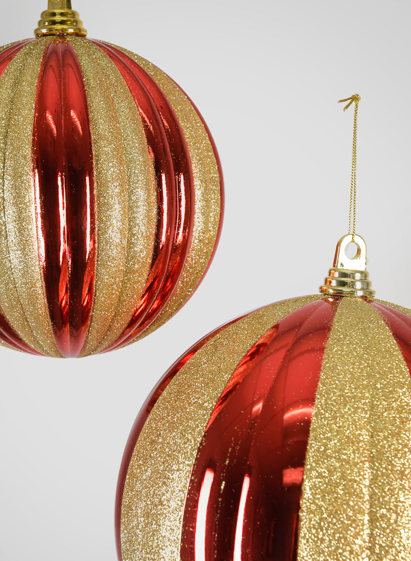 Red and Gold Stripped Giant Plastic Ball Ornament Decor Jamaligarden