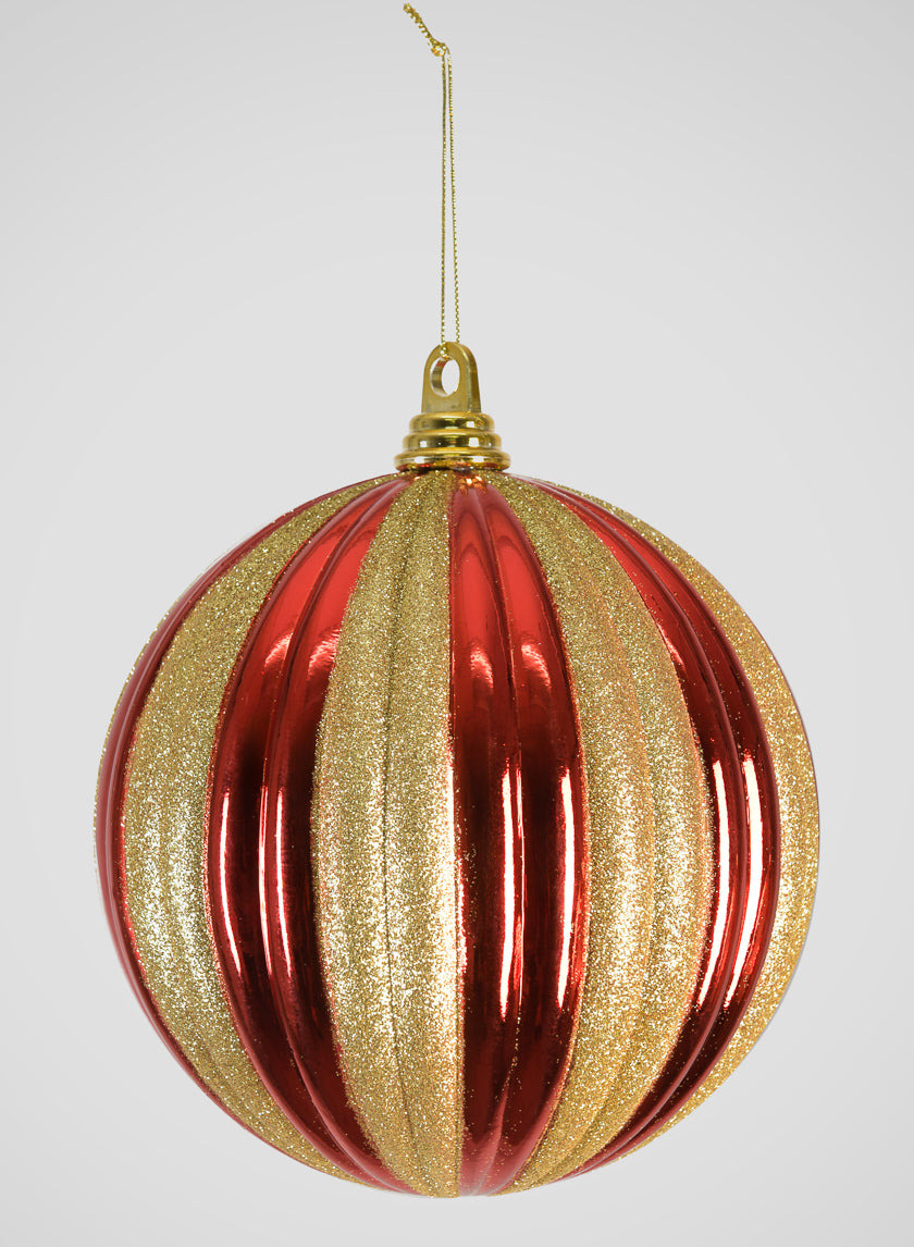 Red and Gold Stripped Giant Plastic Ball Ornament Decor Jamaligarden