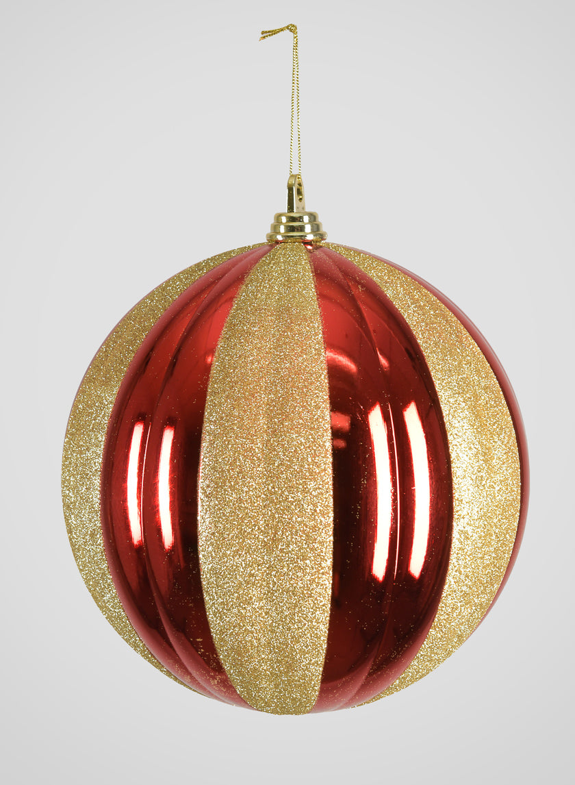 Red and Gold Stripped Giant Plastic Ball Ornament Decor Jamaligarden