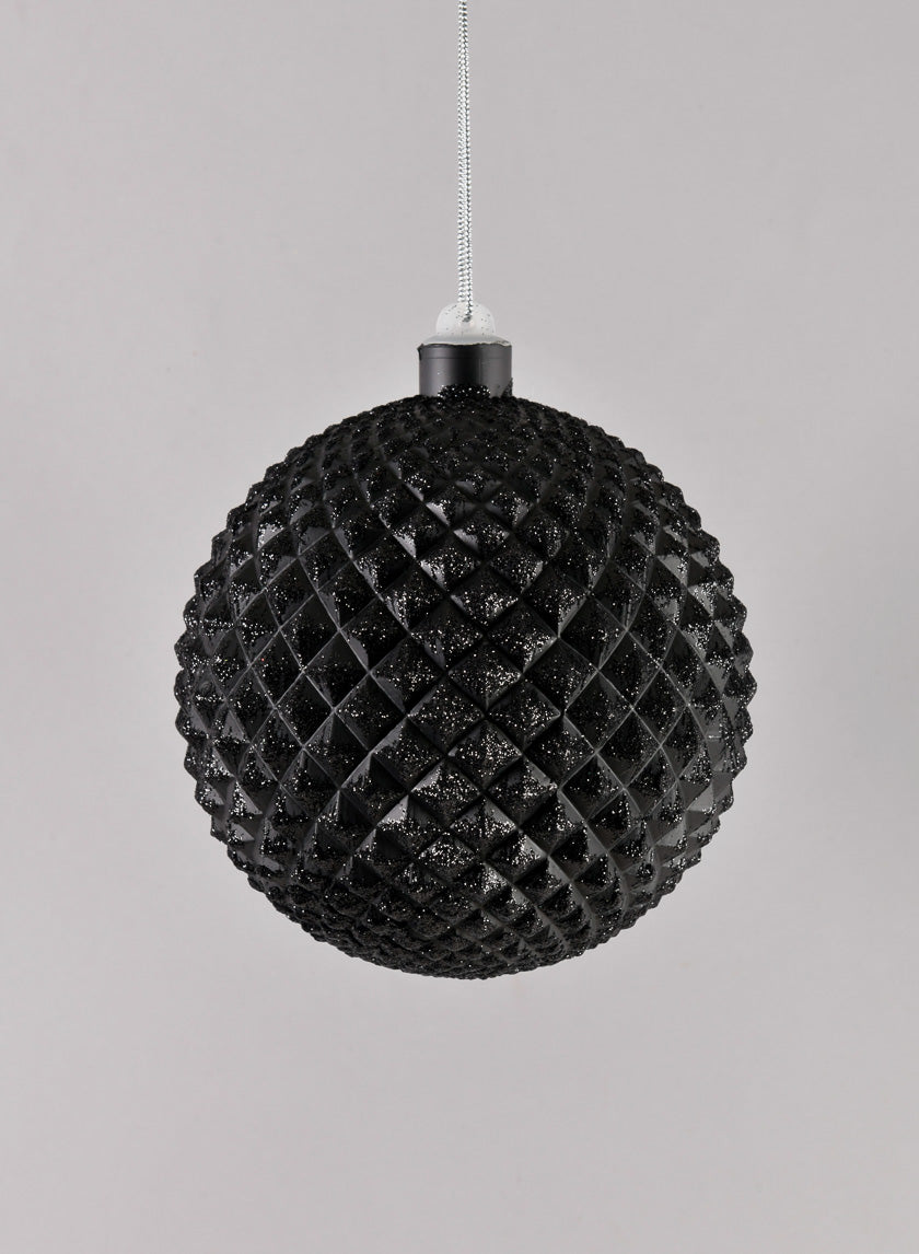 5in Round Glitter Spike Black Ornament Decor Jamaligarden