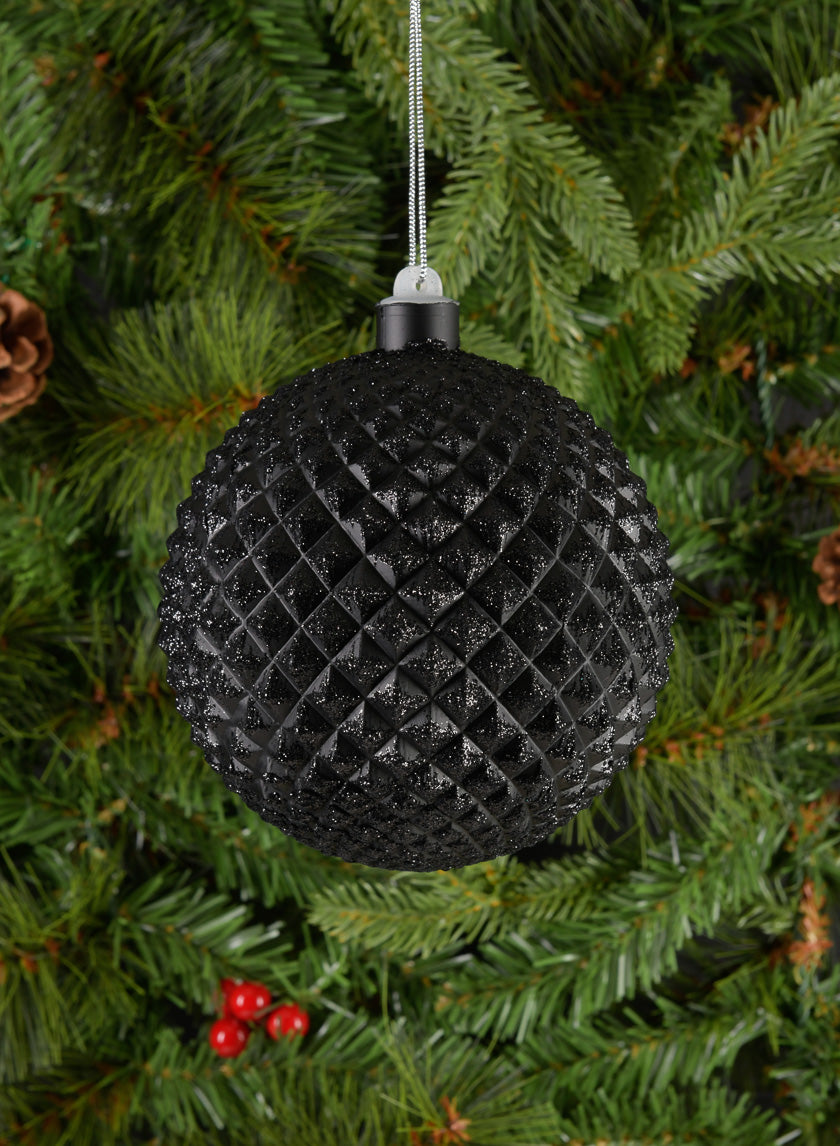 5in Round Glitter Spike Black Ornament Decor Jamaligarden