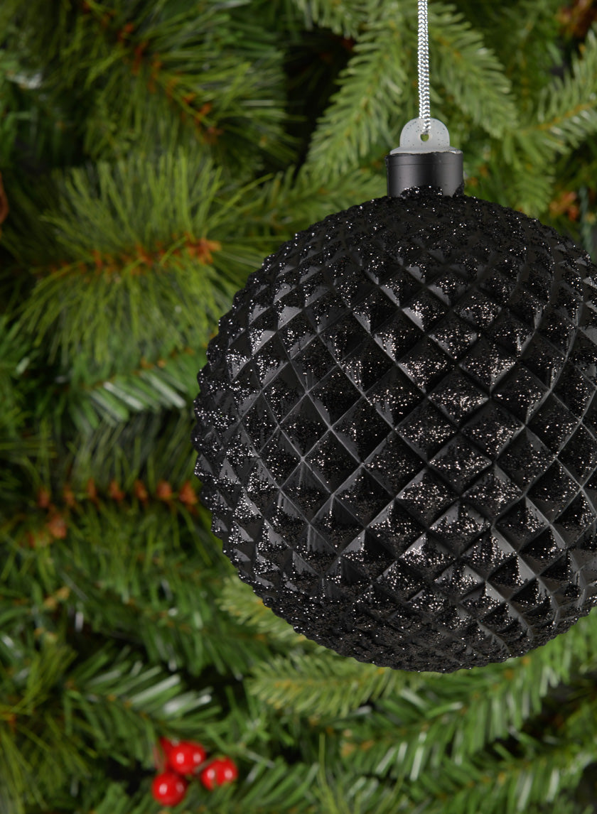 5in Round Glitter Spike Black Ornament Decor Jamaligarden