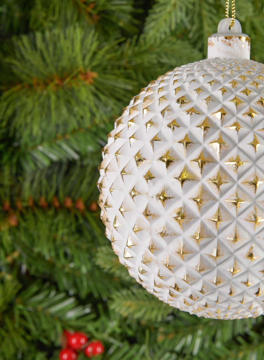 5in Round Etched Gold White Ornament Decor Jamaligarden