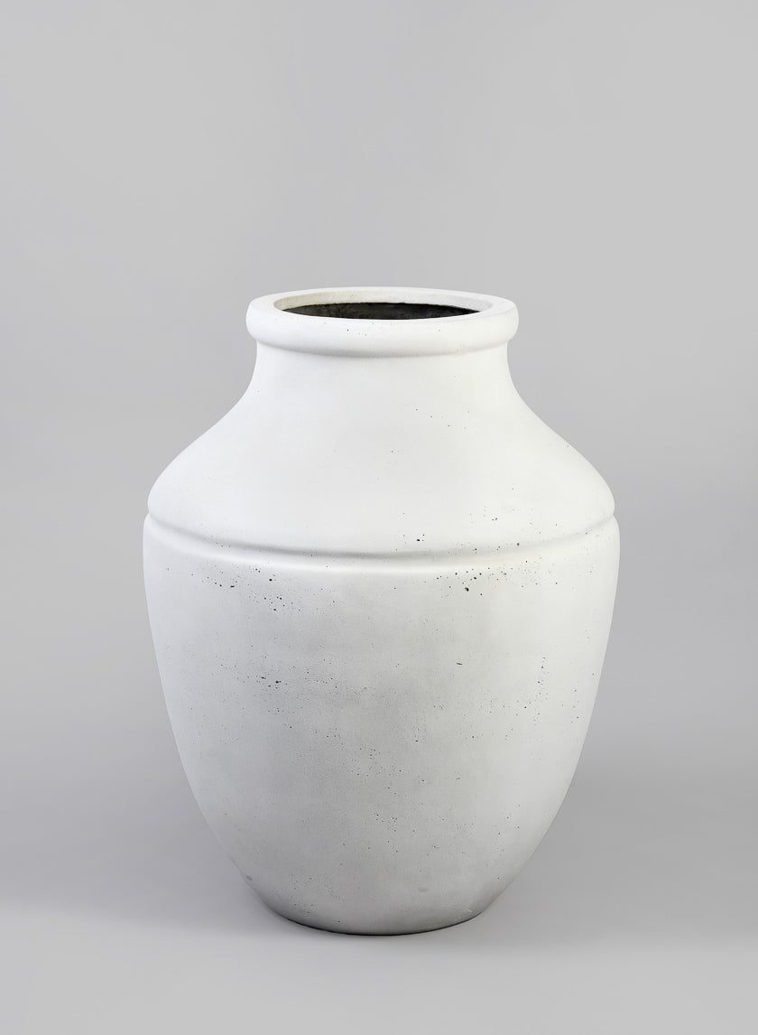 20.5in Tall Borso Lava Concrete Bone White Jar Planter Decor Jamaligarden