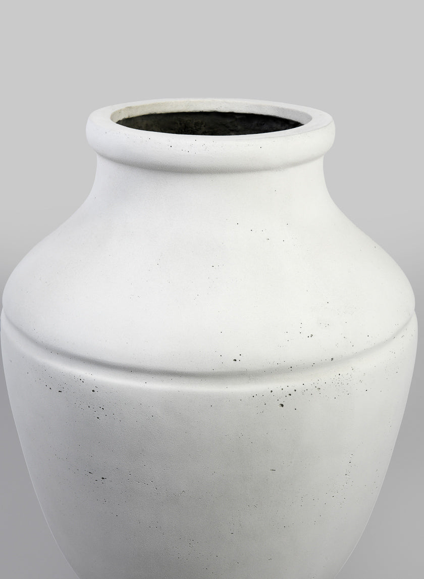 20.5in Tall Borso Lava Concrete Bone White Jar Planter Decor Jamaligarden