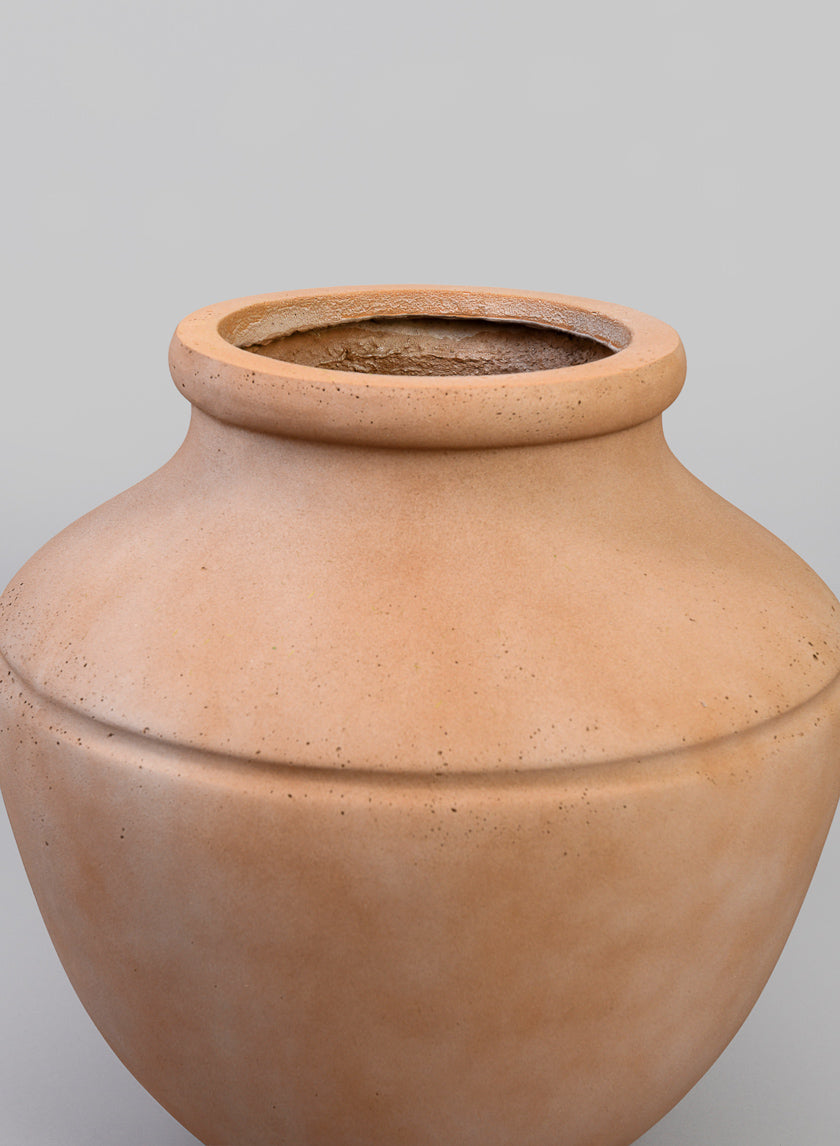 16in Tall Matka Lava Concrete Terracotta Look Low Jar Planter Decor Jamaligarden