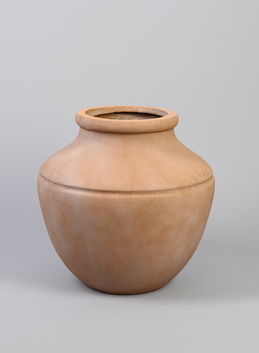 16in Tall Matka Lava Concrete Terracotta Look Low Jar Planter Decor Jamaligarden