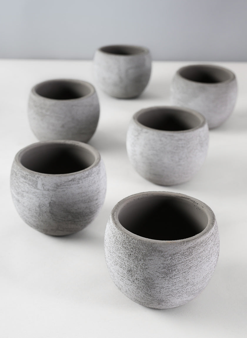 3in Tall Iquitos Venetian Grey Ceramic Mini Pot, Set of 6 Decor Jamaligarden